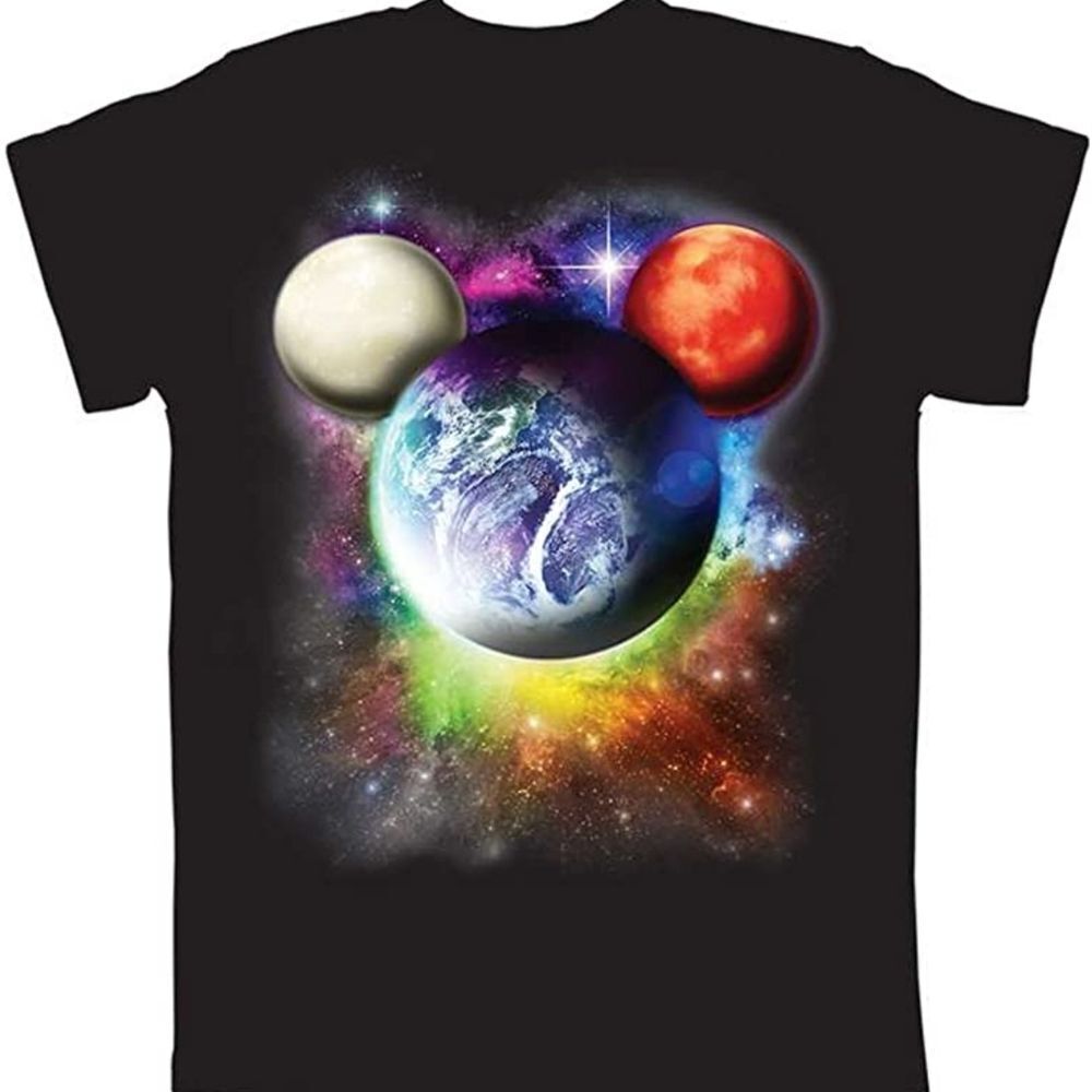 🔸️Disney Black Graphic Mickey Mouse Planets Short Sleeve Top Youth XLarge
